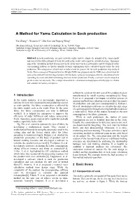 A Method for Yarns Calculation in Sock Production