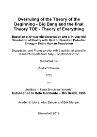 Big Bang and the Final Theory TOE - Theory of Everything