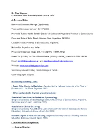 Dr. Olga Marega. Curriculum Vitae Summary from 2003 to 2013