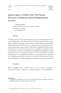 Iudaea Capta Vs. Mother Zion: the Flavian Discourse on Judaeans and Its Delegitimation in 4 Ezra