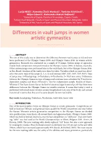 Differences in Vault Jumps in Women Artistic Gymnastics