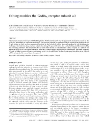 Editing Modifies the GABAA Receptor Subunit A3