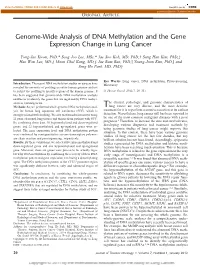 Genome-Wide Analysis of DNA Methylation and the Gene Expression Change in Lung Cancer