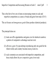 Imperfect Competition and Increasing Returns to Scale I: Notes7.Pdf 1
