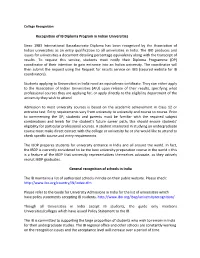 Recognition of IB Diploma Program in Indian Universities Since 1983