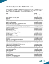Titles Currently Included in Atla Research Tools