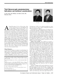 Total Thoracoscopic Pneumonectomy: Indications and Technical Considerations