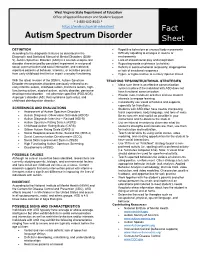 Autism Spectrum Disorder Sheet