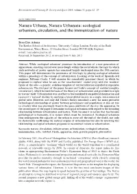 Ecological Urbanism, Circulation, and the Immunization of Nature