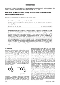 Evaluation of Anticonvulsant Activity of QUAN-0806 in Various Murine Experimental Seizure Models
