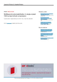 Multilayered Polycrystallization in Single-Crystal YSZ by Laser-Shock