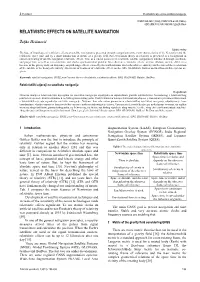Relativistic Effects on Satellite Navigation