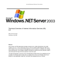 Technical Overview of Internet Information Services (IIS) 6.0
