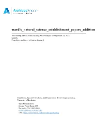 Ward's Natural Science Establishment Papers Addition