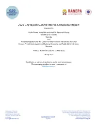2020 G20 Riyadh Summit Interim Compliance Report: Fossil Fuels
