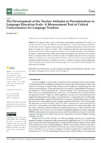 A Measurement Tool of Critical Consciousness for Language Teachers