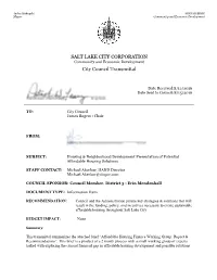 A1 Affordable Housing Finance Working Group Report (PDF)