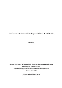 Conscience As a Phenomenon in Shakespeare's Richard III And