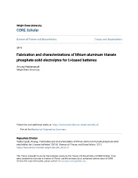 Fabrication and Characterizations of Lithium Aluminum Titanate Phosphate Solid Electrolytes for Li-Based Batteries