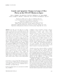 Genetic and Apoptotic Changes in Lungs of Mice Flown on the STS-135 Mission in Space