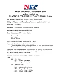 MINUTES and ATTENDANCE LIST from WINTER 2018 Meeting