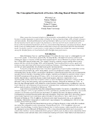 The Conceptual Framework of Factors Affecting Shared Mental Model