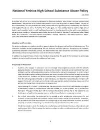 The Full Text of the National Yeshiva High School Substance Abuse Policy