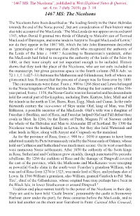The Nicolsons”, Published in West Highland Notes & Queries, Ser