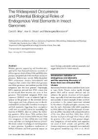 The Widespread Occurrence and Potential Biological Roles of Endogenous Viral Elements in Insect Genomes