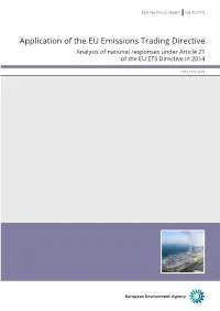 Application of the EU Emissions Trading Directive Analysis of National Responses Under Article 21 of the EU ETS Directive in 2014