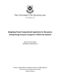Interpreting François Couperin's Pièces De Clavecin