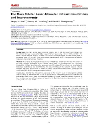 Limitations of the Mars Orbiter Laser Altimeter Dataset