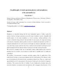 On Philosophy of Mind, Quantum Physics and Metaphysics of the Uni-Multiverse