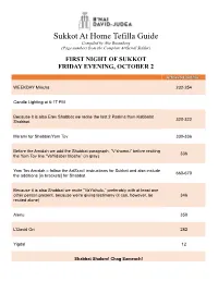 Sukkot at Home Tefilla Guide Compiled by Abe Rosenberg (Page Numbers from the Complete Artscroll Siddur)
