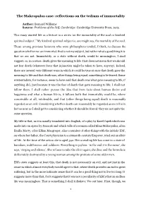 The Makropulos Case: Reflections on the Tedium of Immortality