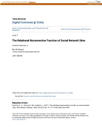 The Relational Reconnection Function of Social Network Sites