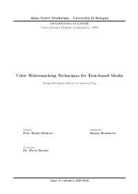 Color Watermarking Techniques for Text-Based Media