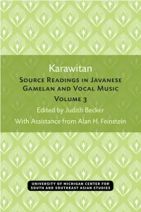 Source Readings in Javanese Gamelan and Vocal Music, Volume 3