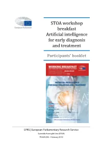 STOA Workshop Breakfast Artificial Intelligence for Early Diagnosis and Treatment Participants’ Booklet