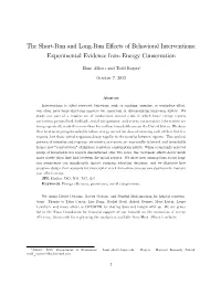 The Short(Run and Long(Run Effects of Behavioral
