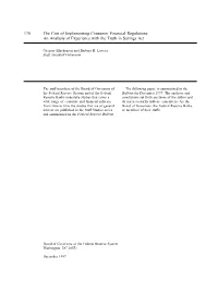 170 the Cost of Implementing Consumer Financial Regulations: an Analysis of Experience with the Truth in Savings Act