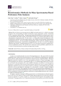 Bioinformatics Methods for Mass Spectrometry-Based Proteomics Data Analysis