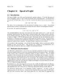 Chapter 6: Speed of Light
