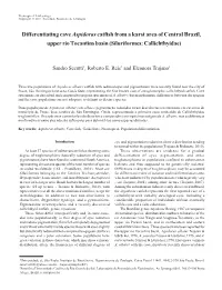 Differentiating Cave Aspidoras Catfishfrom a Karst Area of Central