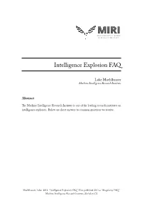 Intelligence Explosion FAQ