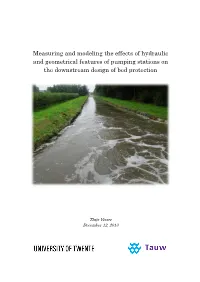 Measuring and Modeling the Effects of Hydraulic and Geometrical Features of Pumping Stations on the Downstream Design of Bed Protection