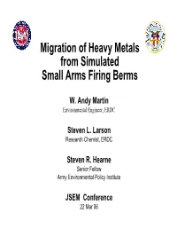 Migration of Heavy Metals from Simulated Small Arms Firing Berms
