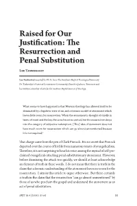 Raised for Our Justification: the Resurrection and Penal Substitution
