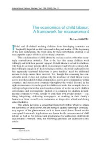 The Economics of Child Labour: a Framework for Measurement