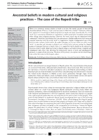 Ancestral Beliefs in Modern Cultural and Religious Practices – the Case of the Bapedi Tribe